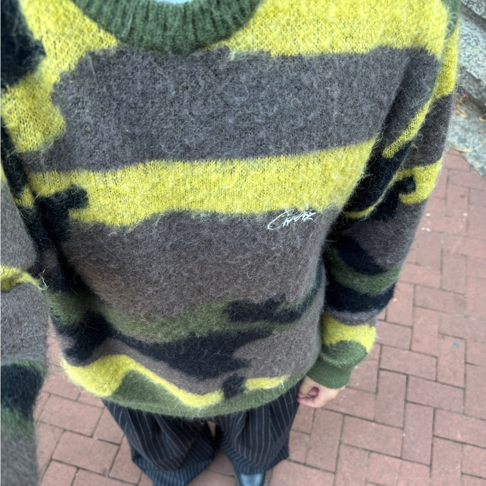 Size large mohair Cortez sweater with camo design